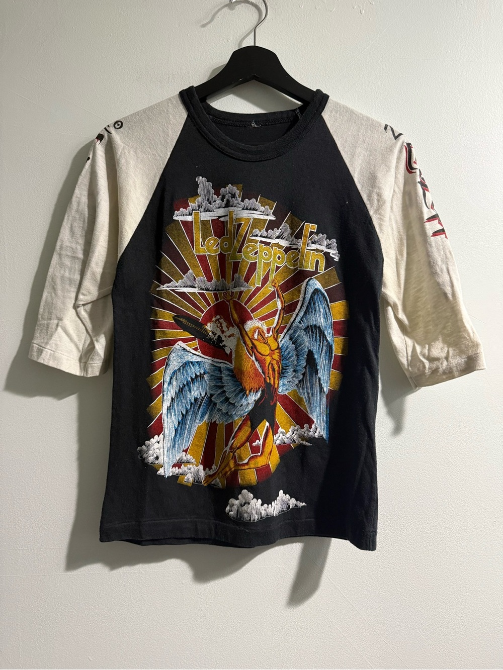 Vintage Led Zeppelin Black & Cream Raglan Graphic Tee